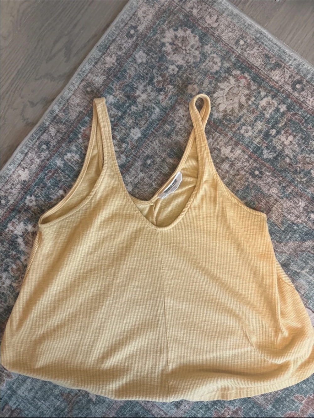 Double Zero Soft Yellow Ribbed V-Neck Tank
